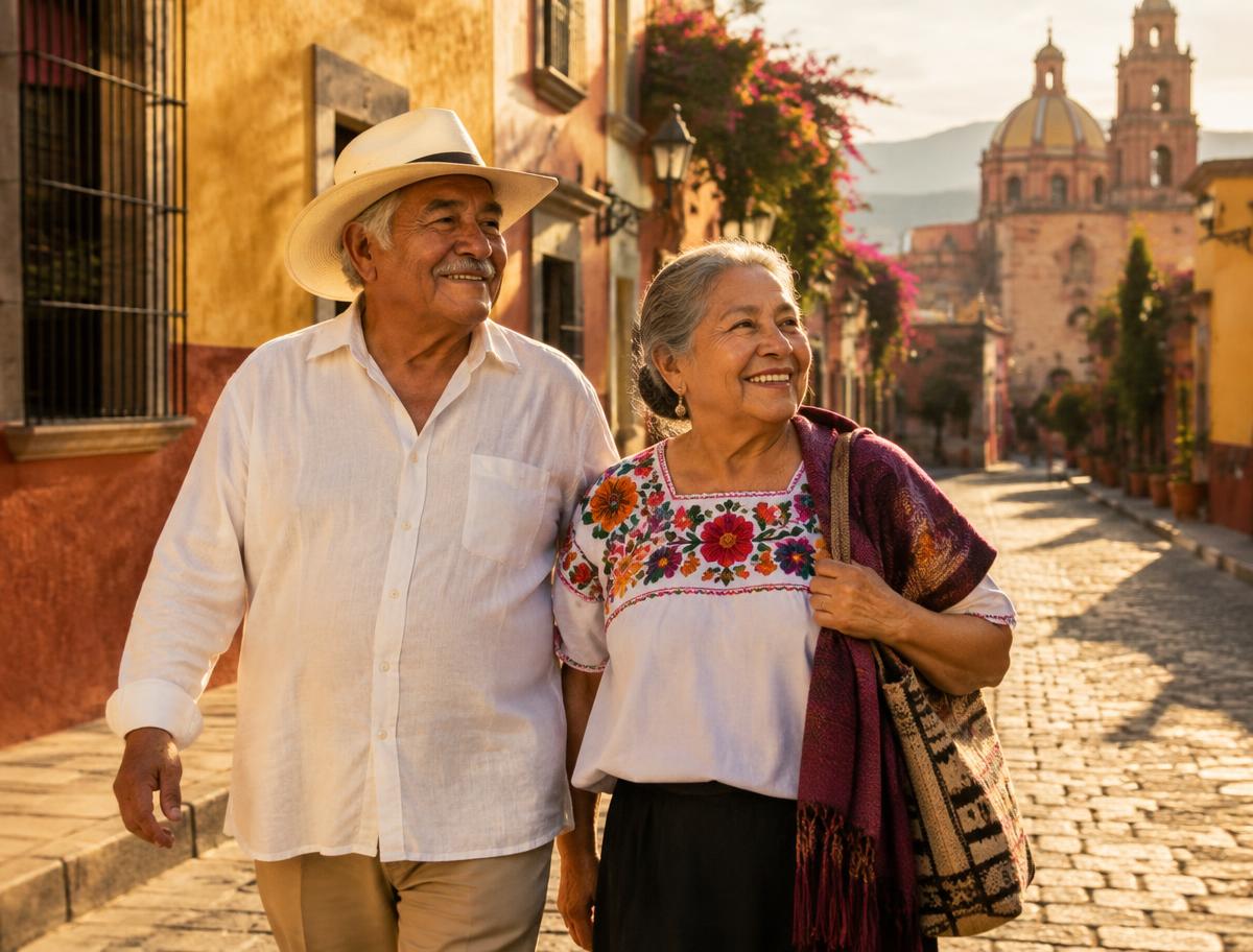 Pareja de jubilados paseando